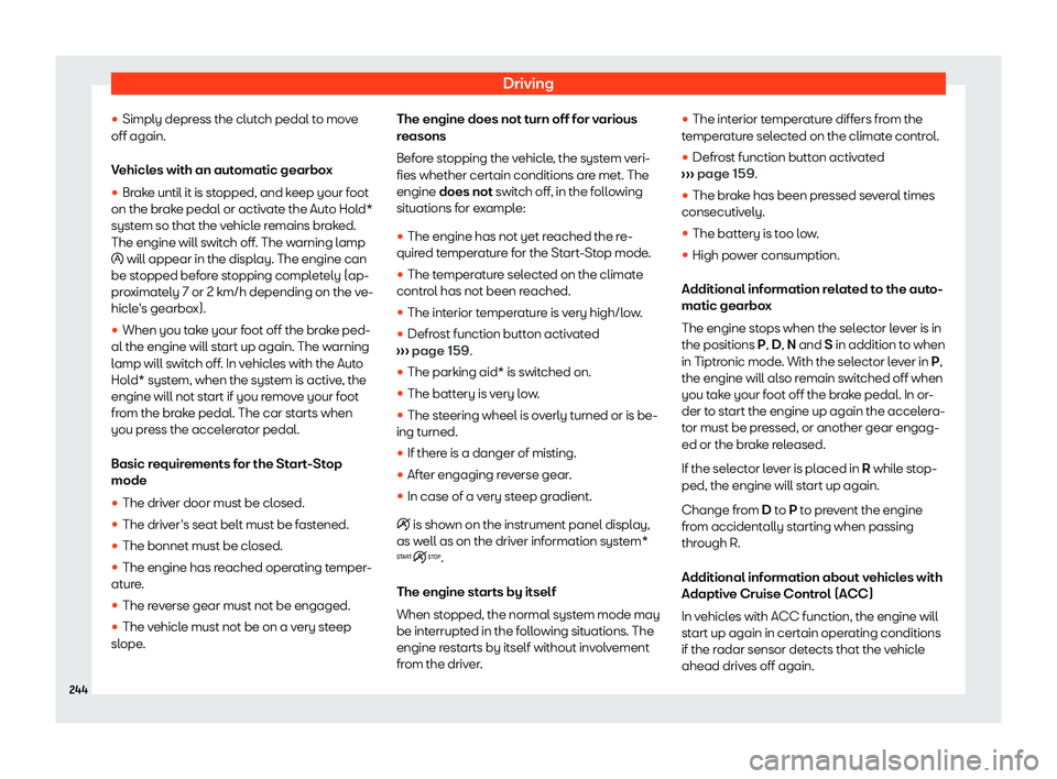 Seat Alhambra 2020  Owners Manual Driving
