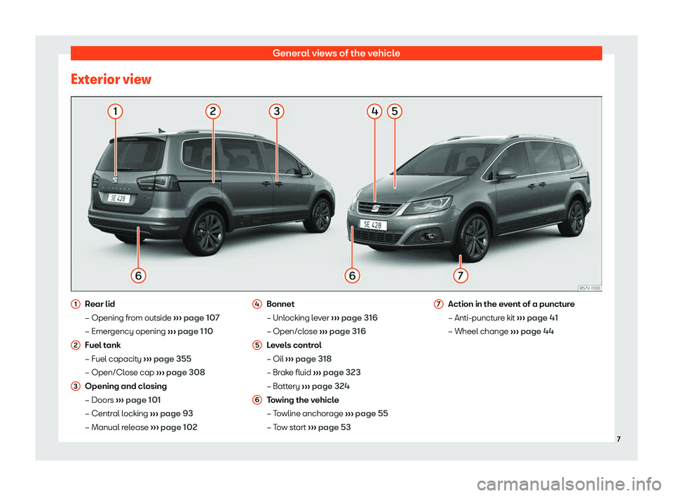 Seat Alhambra 2020  Owners Manual General views of the vehicle
Exterior view Rear lid
