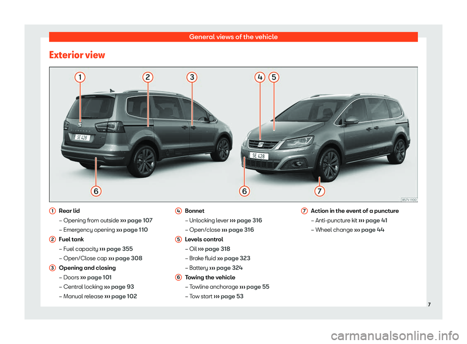 Seat Alhambra 2020 Owners Manual General views of the vehicle
Exterior view Rear lid
Seat Alhambra 2020 Owners Manual General views of the vehicle
Exterior view Rear lid