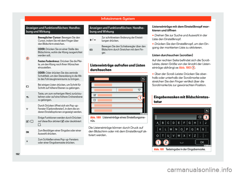 Seat Alhambra 2020  Betriebsanleitung (in German) Infotainment-System
Anzeigen und Funktionsfl