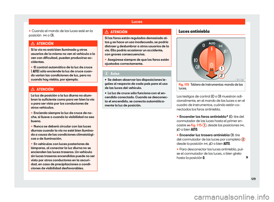 Seat Alhambra 2020  Manual del propietario (in Spanish) Luces
