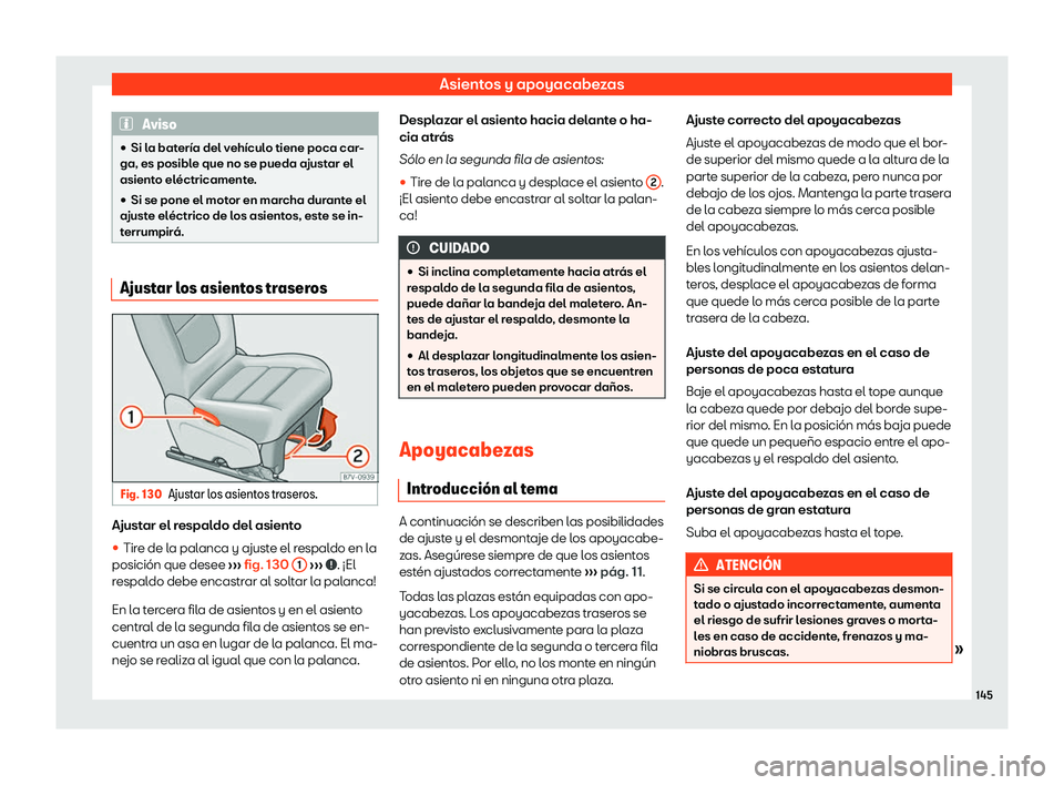 Seat Alhambra 2020  Manual del propietario (in Spanish) Asientos y apoyacabezas
Aviso
