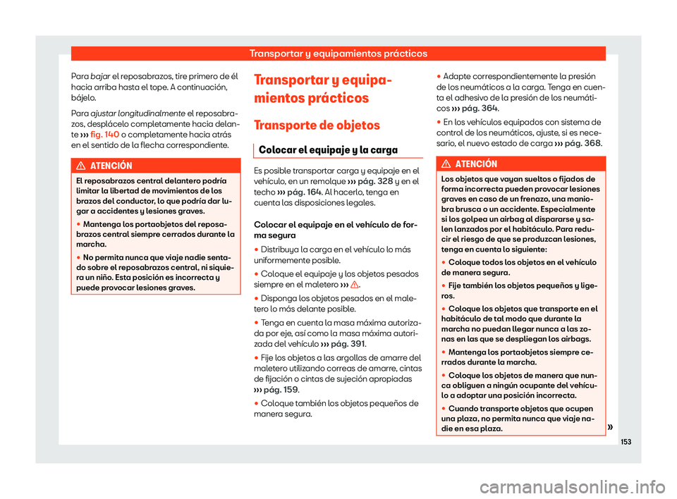 Seat Alhambra 2020  Manual del propietario (in Spanish) Transportar y equipamientos pr