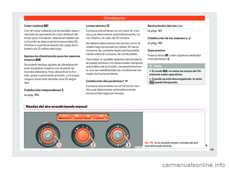 Seat Alhambra 2020  Manual del propietario (in Spanish) Climatizaci