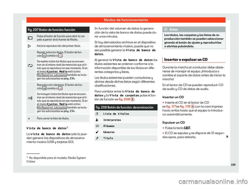 Seat Alhambra 2020  Manual del propietario (in Spanish) Modos de funcionamiento
fig. 207 Bot