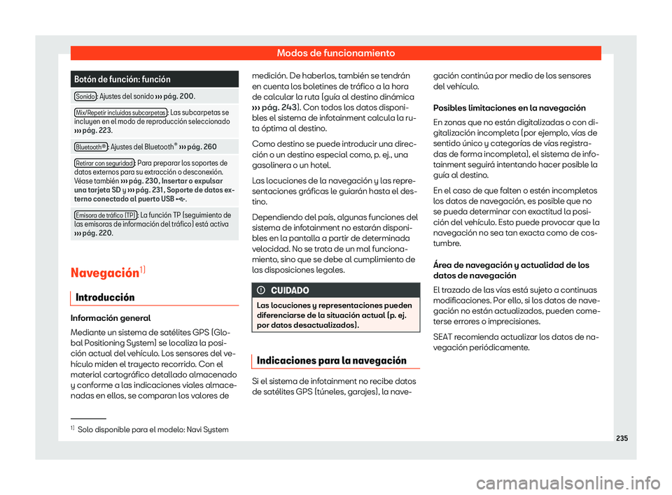 Seat Alhambra 2020  Manual del propietario (in Spanish) Modos de funcionamiento
Bot