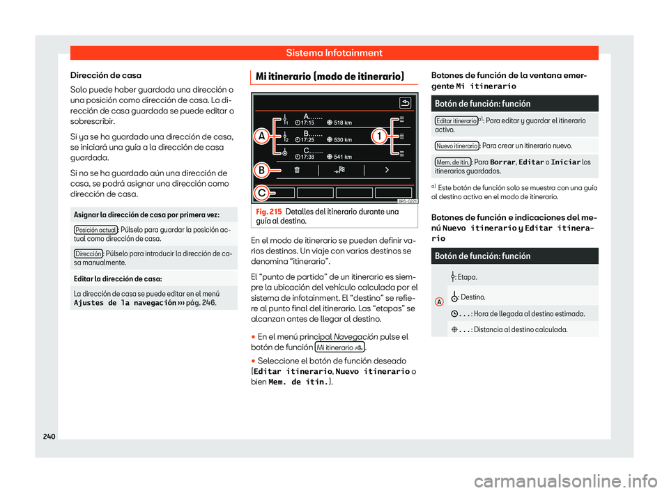Seat Alhambra 2020 Manual del propietario (in Spanish) Sistema Infotainment
Direcci Seat Alhambra 2020 Manual del propietario (in Spanish) Sistema Infotainment
Direcci