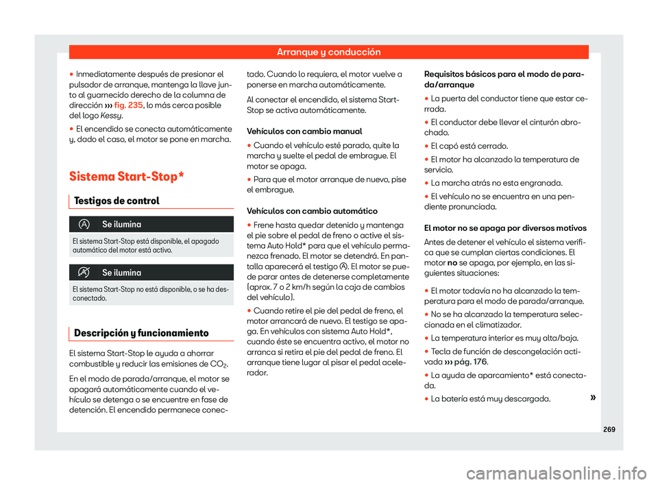Seat Alhambra 2020 Manual del propietario (in Spanish) Arranque y conducci Seat Alhambra 2020 Manual del propietario (in Spanish) Arranque y conducci
