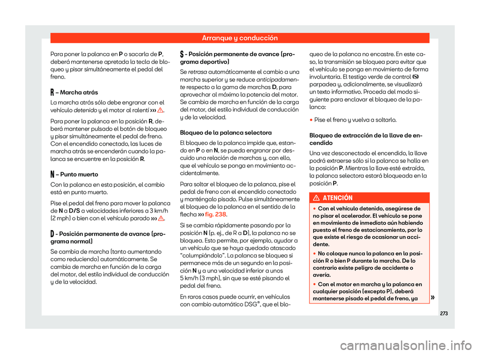 Seat Alhambra 2020 Manual del propietario (in Spanish) Arranque y conducci Seat Alhambra 2020 Manual del propietario (in Spanish) Arranque y conducci