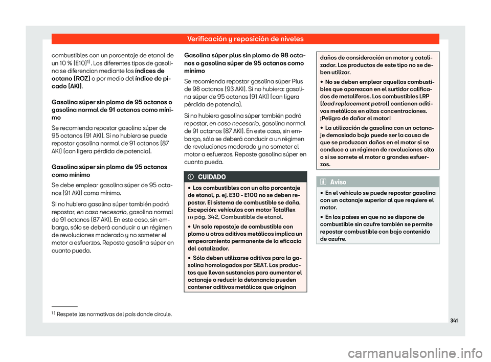Seat Alhambra 2020 Manual del propietario (in Spanish) Verificaci Seat Alhambra 2020 Manual del propietario (in Spanish) Verificaci