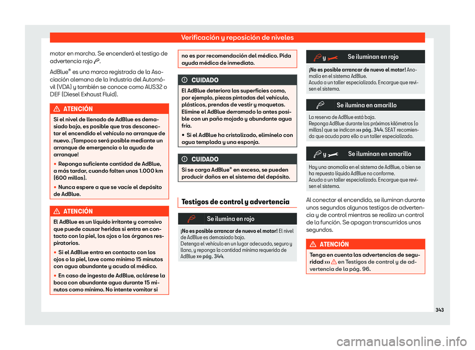 Seat Alhambra 2020 Manual del propietario (in Spanish) Verificaci Seat Alhambra 2020 Manual del propietario (in Spanish) Verificaci