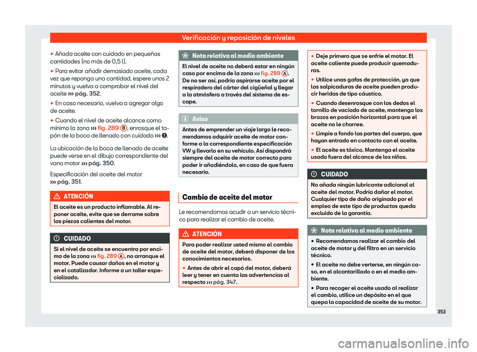 Seat Alhambra 2020 Manual del propietario (in Spanish) Verificaci Seat Alhambra 2020 Manual del propietario (in Spanish) Verificaci
