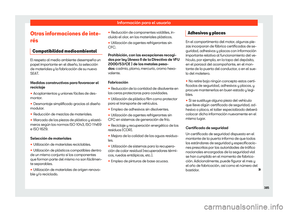 Seat Alhambra 2020  Manual del propietario (in Spanish) Informaci