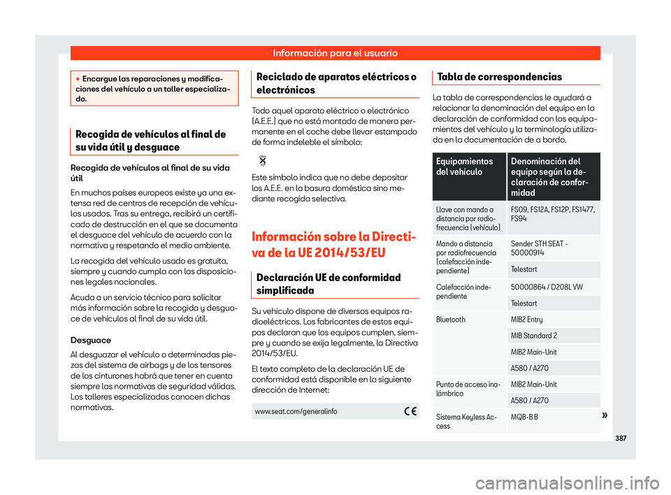 Seat Alhambra 2020  Manual del propietario (in Spanish) Informaci
