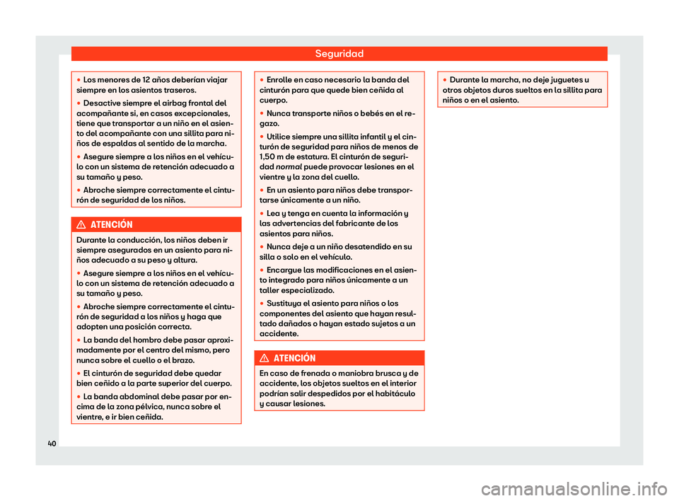 Seat Alhambra 2020  Manual del propietario (in Spanish) Seguridad
