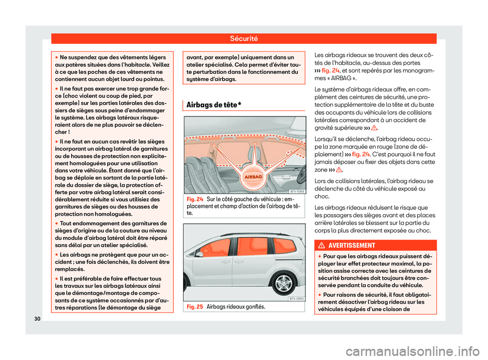 Seat Alhambra 2020  Manuel du propriétaire (in French)  Sécurité
