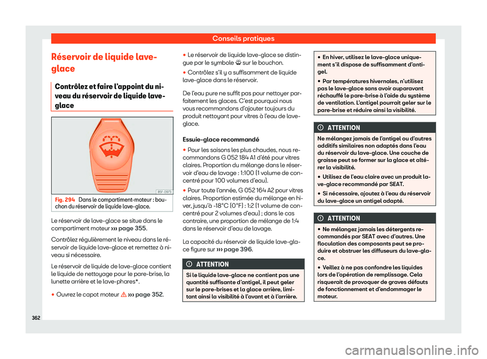 Seat Alhambra 2020  Manuel du propriétaire (in French)  Conseils pratiques
R