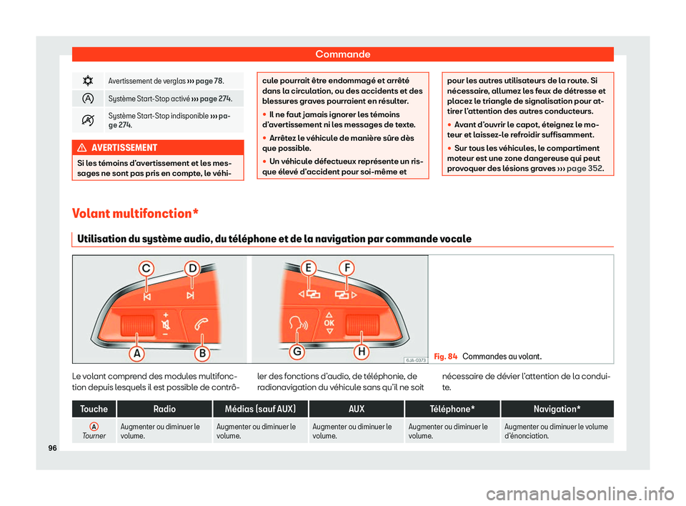 Seat Alhambra 2020  Manuel du propriétaire (in French)  Commande
�
Avertissement de verglas 
