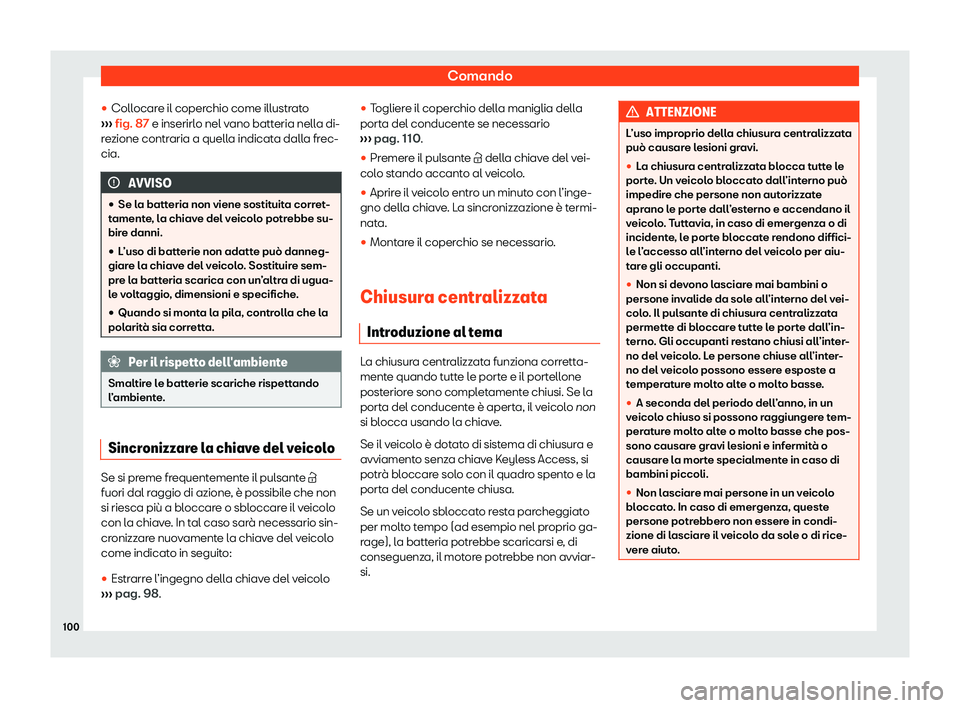 Seat Alhambra 2020  Manuale del proprietario (in Italian) Comando
