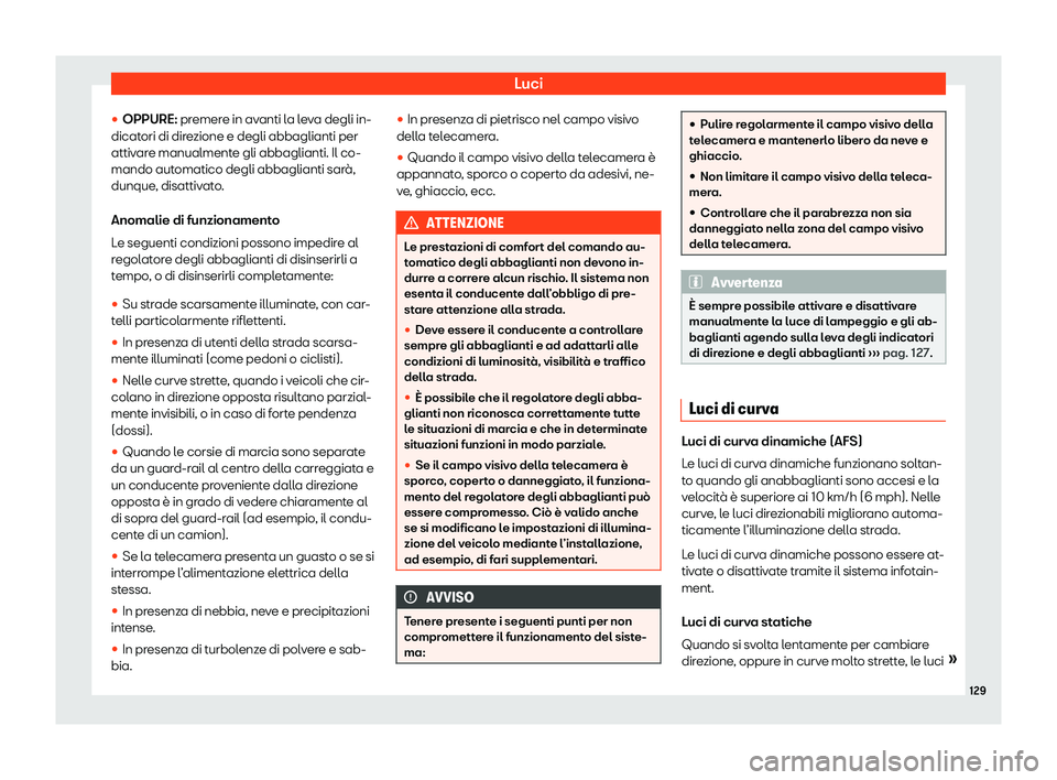 Seat Alhambra 2020  Manuale del proprietario (in Italian) Luci
