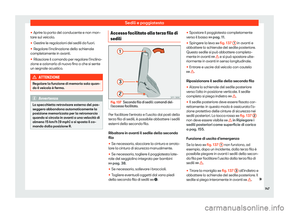 Seat Alhambra 2020  Manuale del proprietario (in Italian) Sedili e poggiatesta
