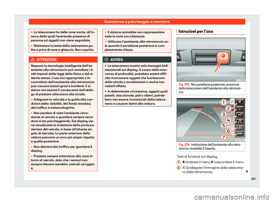 Seat Alhambra 2020  Manuale del proprietario (in Italian) Assistenza a parcheggio e manovre
