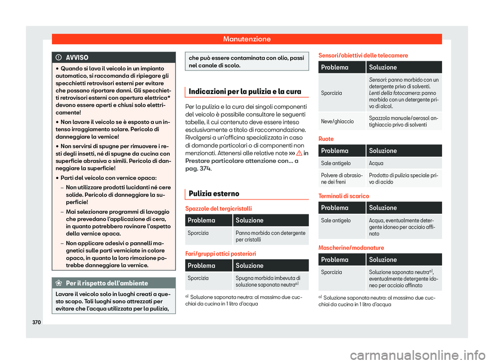 Seat Alhambra 2020  Manuale del proprietario (in Italian) Manutenzione
AVVISO
