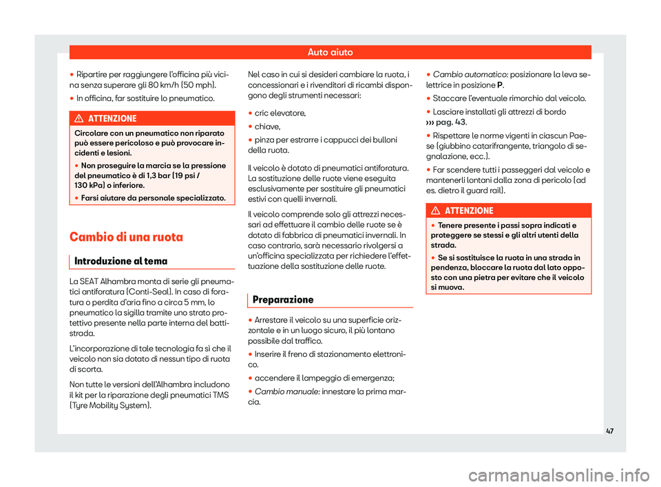 Seat Alhambra 2020  Manuale del proprietario (in Italian) Auto aiuto
