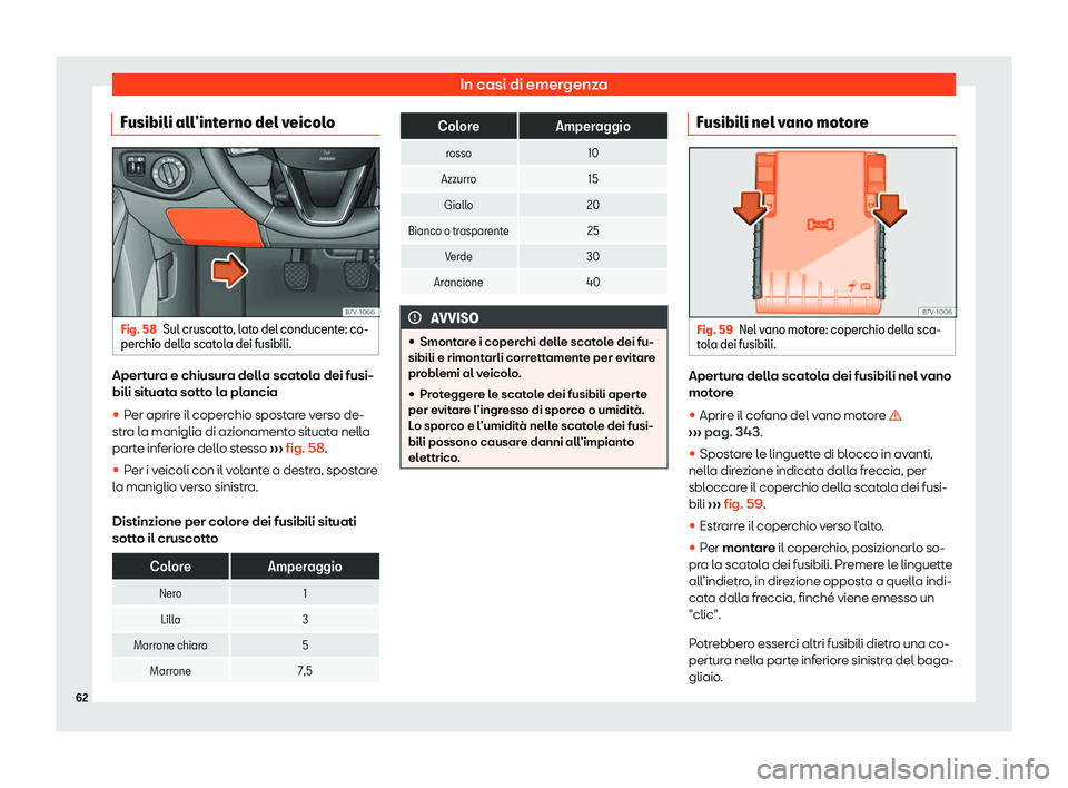 Seat Alhambra 2020  Manuale del proprietario (in Italian) In casi di emergenza
Fusibili all