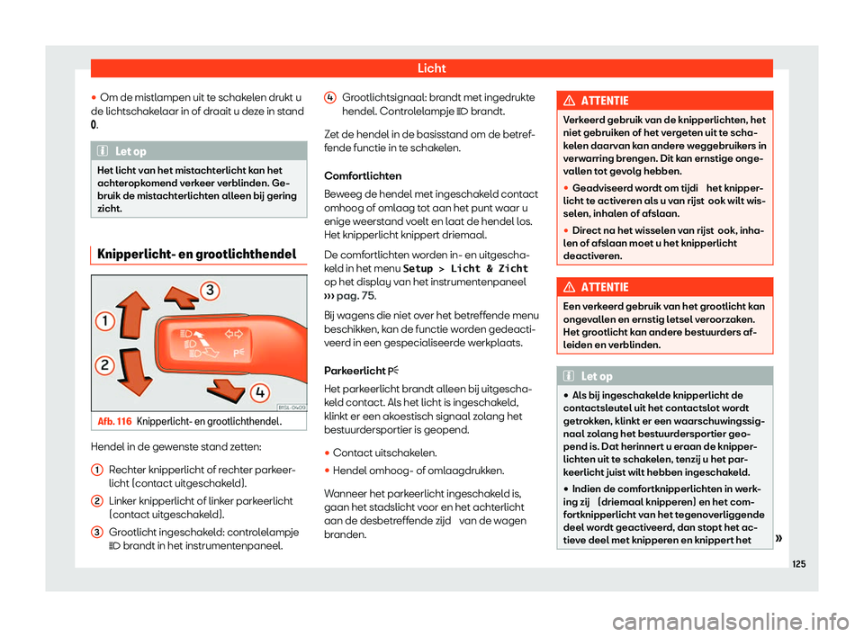 Seat Alhambra 2020  Handleiding (in Dutch) Licht
