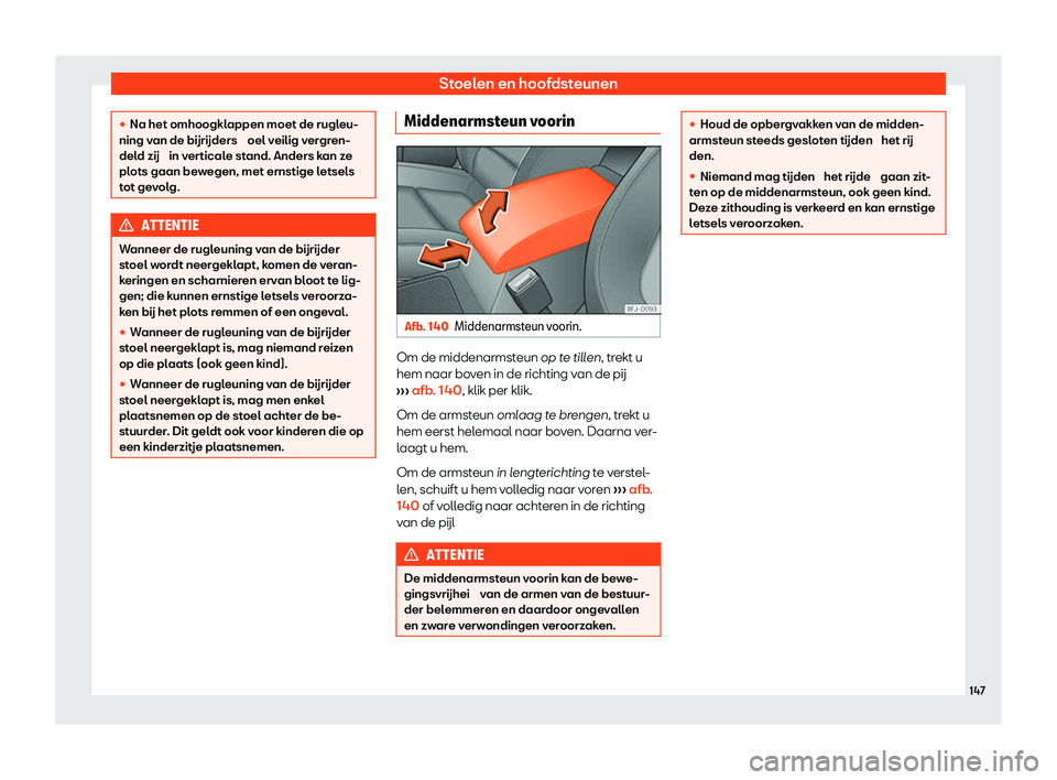 Seat Alhambra 2020  Handleiding (in Dutch) Stoelen en hoofdsteunen
