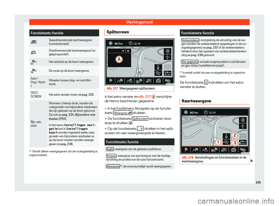 Seat Alhambra 2020  Handleiding (in Dutch) Werkingsmodi
Functietoets: functie
� Tweedimensionale kaartweergave
(conv
entioneel).
�