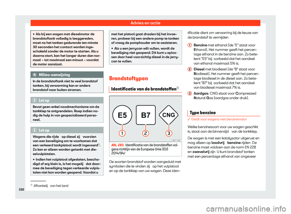 Seat Alhambra 2020  Handleiding (in Dutch) Advies en actie
