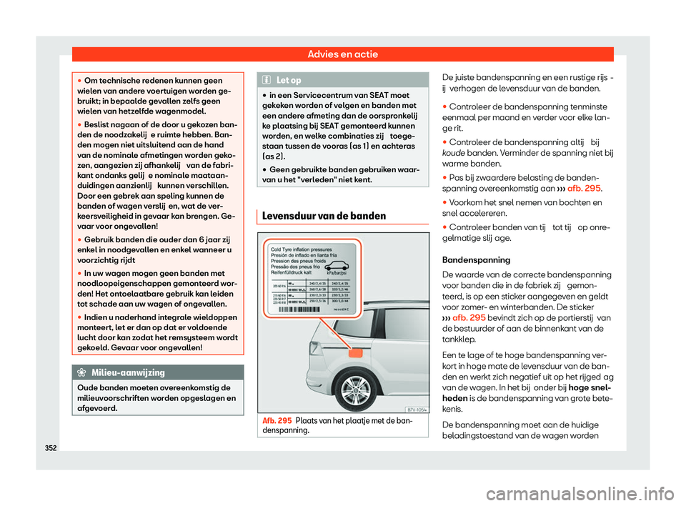 Seat Alhambra 2020  Handleiding (in Dutch) Advies en actie
