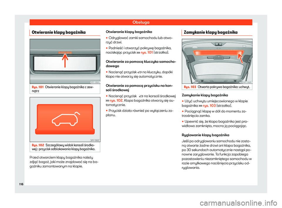 Seat Alhambra 2020  Instrukcja Obsługi (in Polish) Obsługa
Otwieranie klapy baga