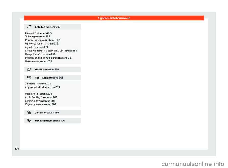 Seat Alhambra 2020  Instrukcja Obsługi (in Polish) System Infotainment
�
�T�e�l�e�f�o�n
 
