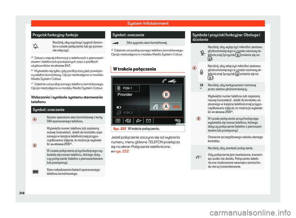 Seat Alhambra 2020  Instrukcja Obsługi (in Polish) System Infotainment
Przycisk funkcyjny: funkcja
�