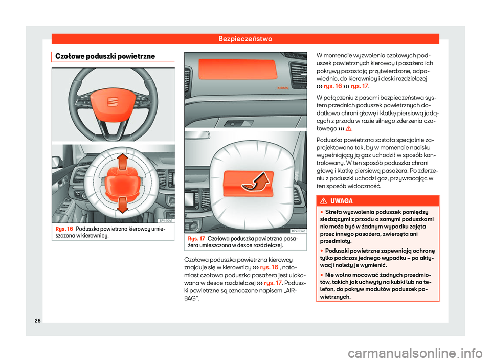 Seat Alhambra 2020  Instrukcja Obsługi (in Polish) Bezpieczeństwo
Czo