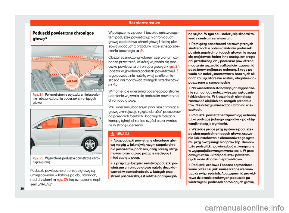 Seat Alhambra 2020  Instrukcja Obsługi (in Polish) Bezpieczeństwo
Poduszki powietrzne chroni