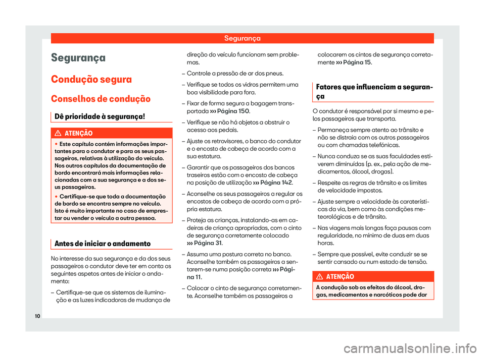 Seat Alhambra 2020  Manual do proprietário (in Portuguese)  Segurança
Seguran
