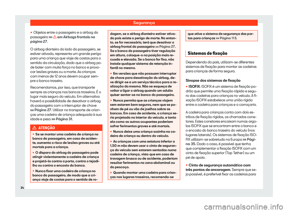 Seat Alhambra 2020  Manual do proprietário (in Portuguese)  Segurança
