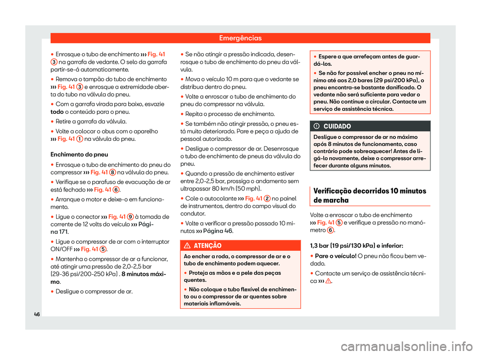 Seat Alhambra 2020  Manual do proprietário (in Portuguese)  Emergências
