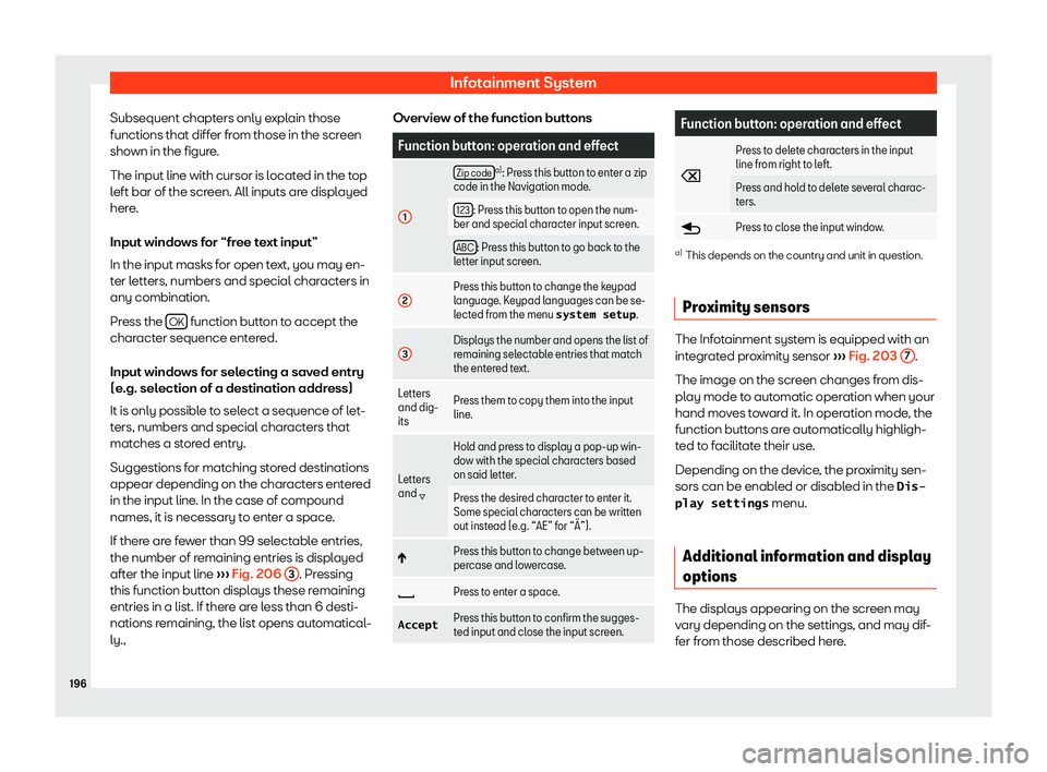 Seat Alhambra 2019  Owners Manual Infotainment System
Subsequent chapters only explain those
functions that diff er fr
om those in the scr
een
shown in the figure.
The input line with cursor is located in the top
left bar of the scree