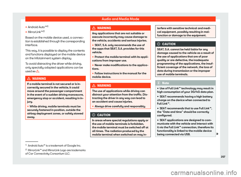 Seat Alhambra 2019  Owners Manual Audio and Media Mode
