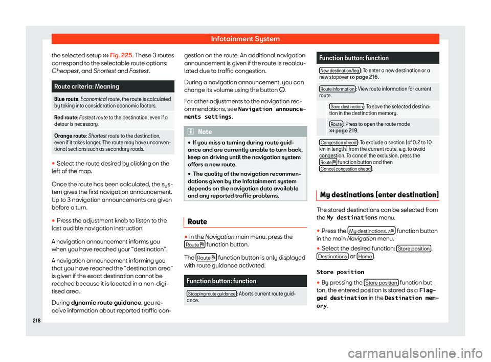 Seat Alhambra 2019  Owners Manual Infotainment System
the selected setup  