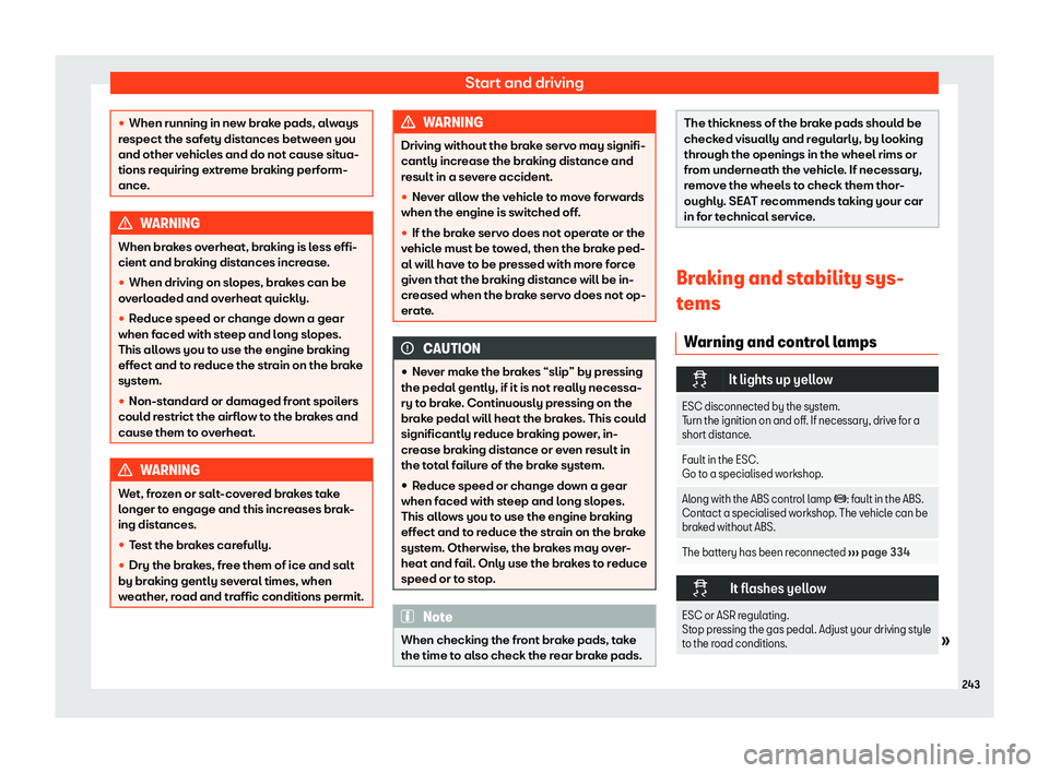Seat Alhambra 2019  Owners Manual Start and driving
