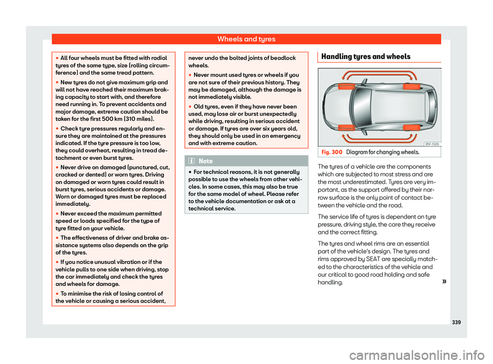 Seat Alhambra 2019  Owners Manual Wheels and tyres
