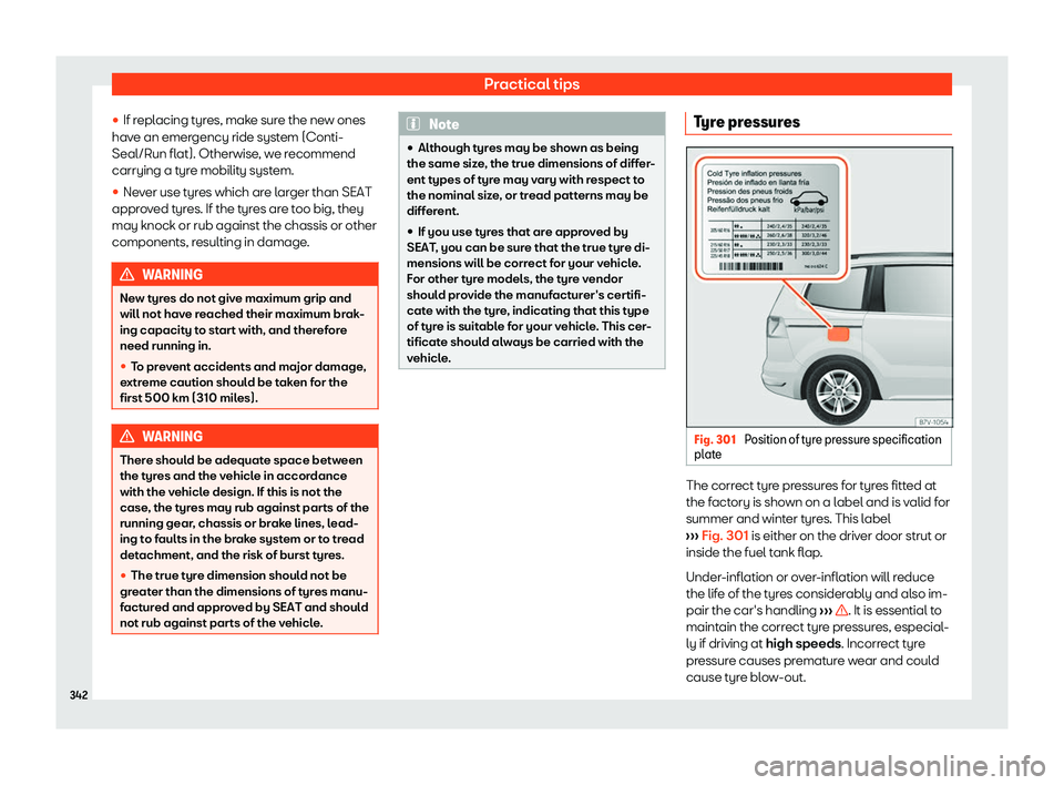 Seat Alhambra 2019  Owners Manual Practical tips
