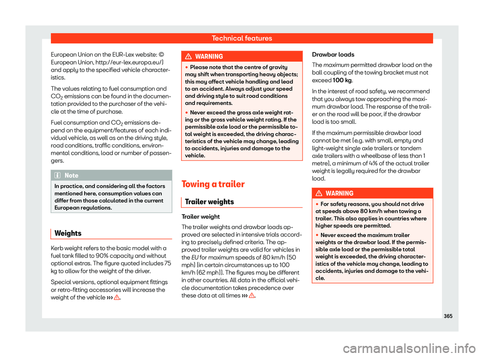 Seat Alhambra 2019  Owners Manual Technical features
European Union on the EUR-Lex website: 