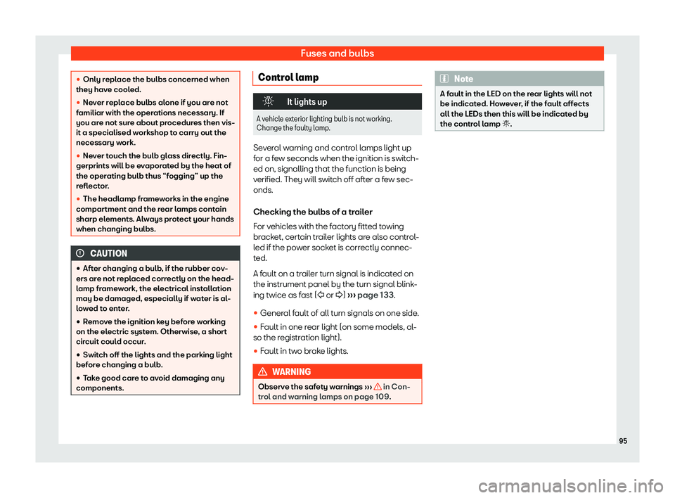 Seat Alhambra 2019 Owners Manual Fuses and bulbs

